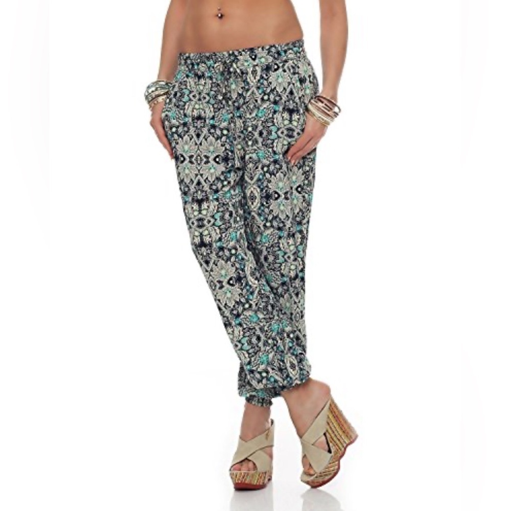 Women's Boho Patterned Pants Joggers Cotton Blend Size Small